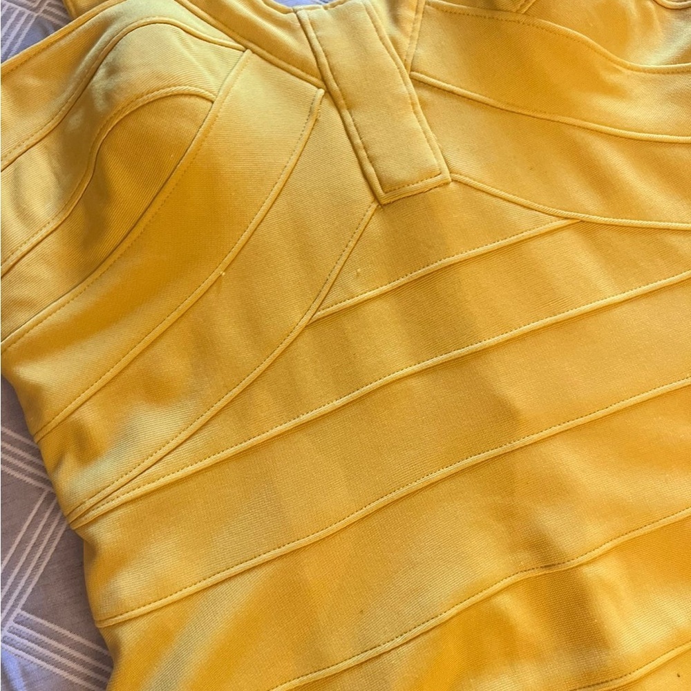 Aidan Mattox Bandage bright Yellow mini Dress size 8 - Picture 4 of 9